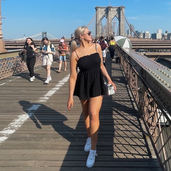 Navy Blue Romper with open back - Picture 1 of 5